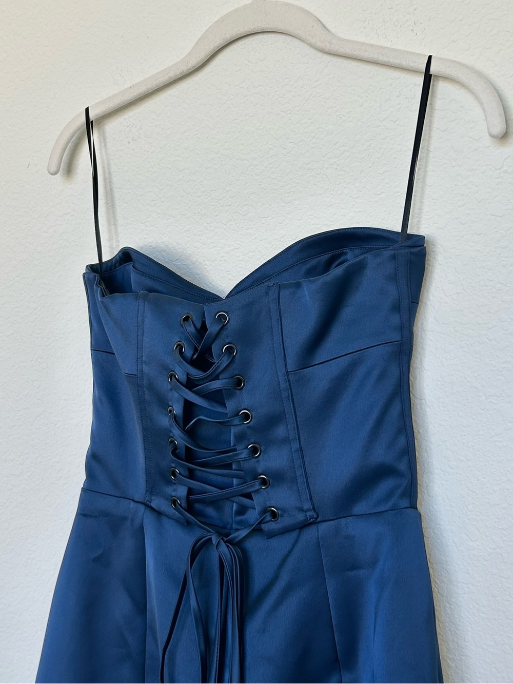 Reformation Pacie Strapless Mini Dress in Danube Navy Blue - Picture 10 of 10